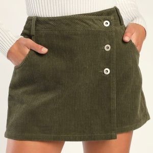 Lulus Cooler Days Skirt Olive Medium